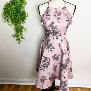 Chi Chi London Halter Floral Pink Fit and Flare Cocktail Dress Size 2